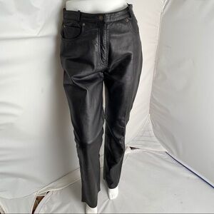 Whet Blue black flat front raw hem leather pants 8
